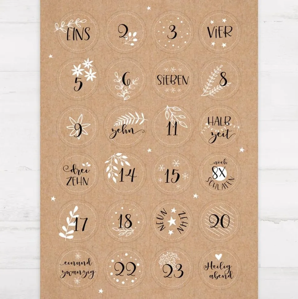 Adventskalender Aufkleber Zahlen "Frohe Weihnachten"