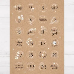 Adventskalender Aufkleber Zahlen "Frohe Weihnachten"