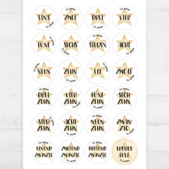 Adventskalender Aufkleber Zahlen "Stern"