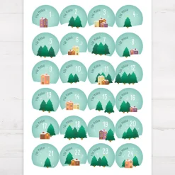 Adventskalender Aufkleber Zahlen "Weihnachtsstadt"