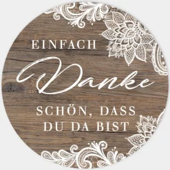 Aufkleber Geburtstag Holz und Spitze