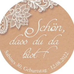 Aufkleber Geburtstag Vintage Spitze