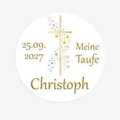 Aufkleber Taufe Kreuz mit Symbolen