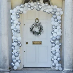 Ballongirlande Weihnachten silber-weiß "Schneeflocken" 240 tlg.