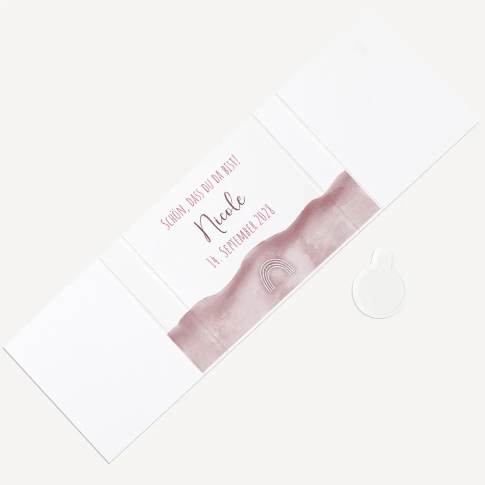 Banderole Mini Schokolade "Aquarell mit Regenbogen rosa"