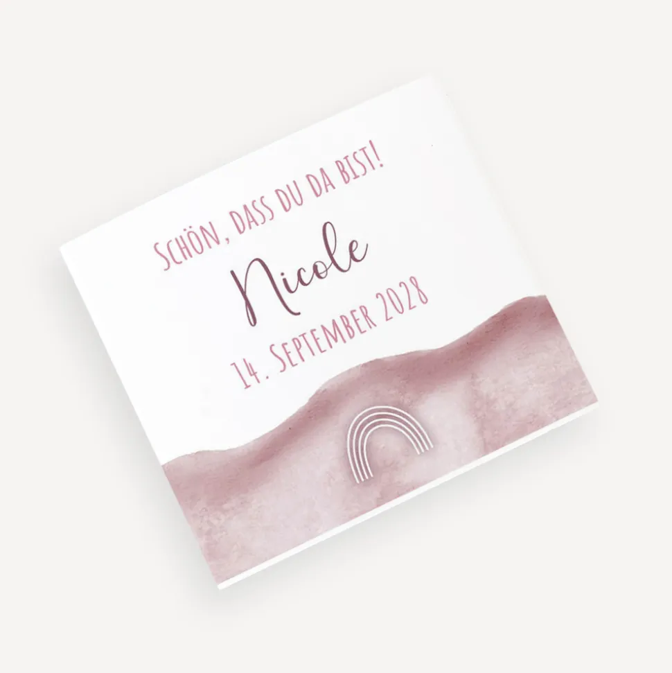 Banderole Mini Schokolade "Aquarell mit Regenbogen rosa"
