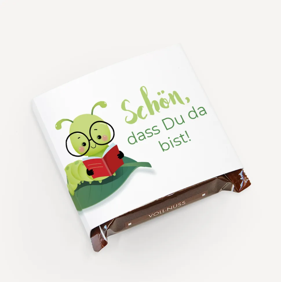 Banderole Mini Schokolade "Bücherwurm"