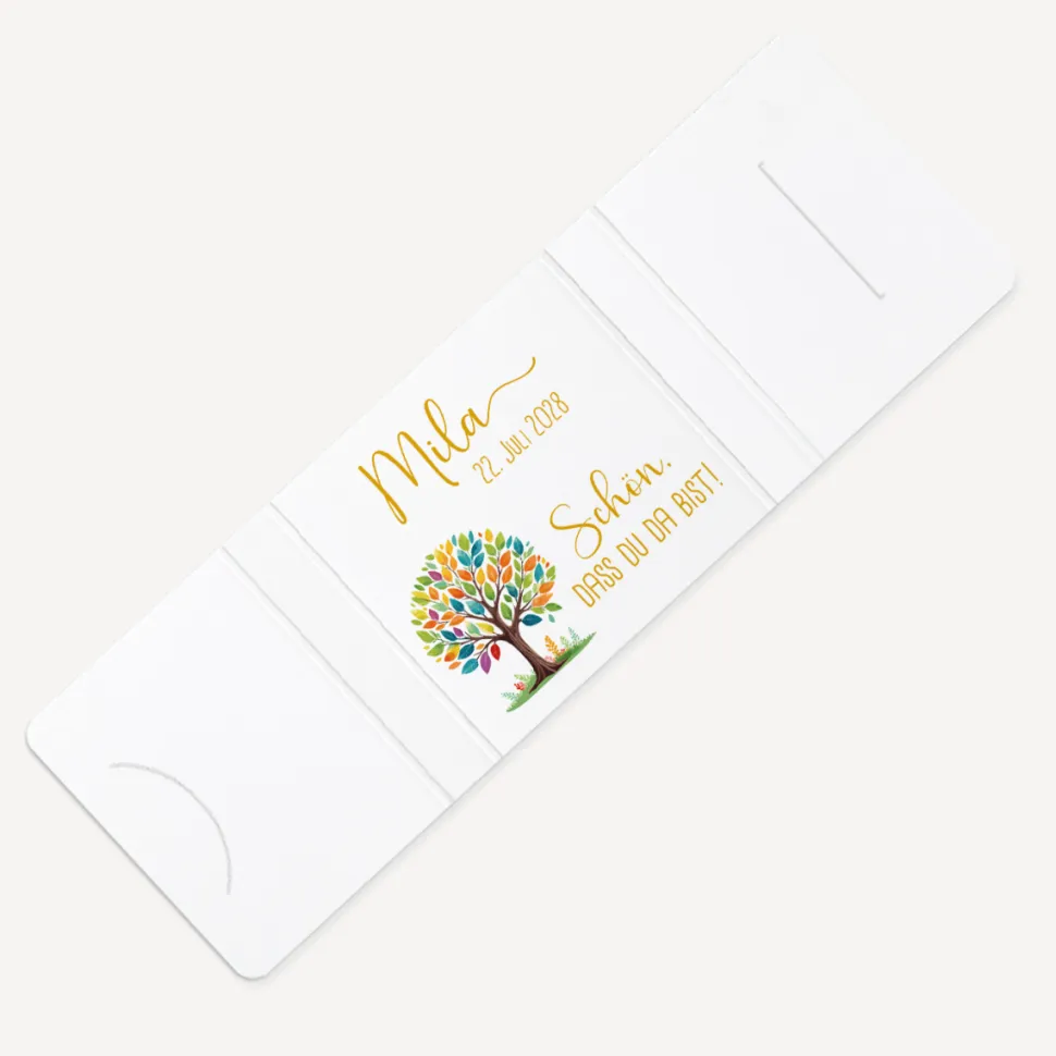 Banderole Mini Schokolade "Lebensbaum Bunte Blätter"