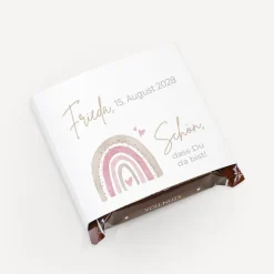 Banderole Mini Schokolade "Regenbogen mit Herzen Pastell"