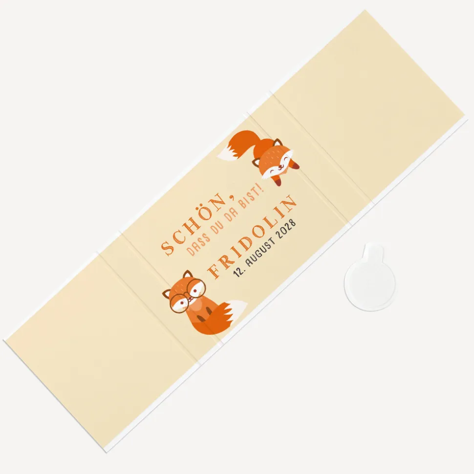 Banderole Mini Schokolade "Schlauer Fuchs"