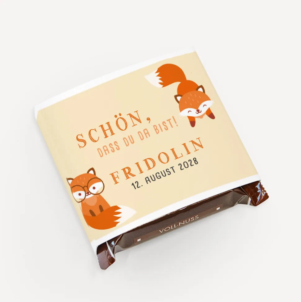 Banderole Mini Schokolade "Schlauer Fuchs"