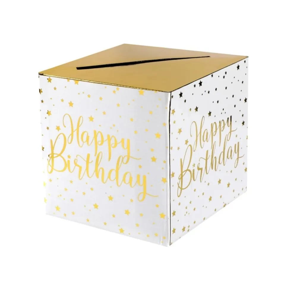 Briefbox "Happy Birthday" weiß-gold