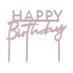 Cake Topper Acryl "Happy Birthday" roségold