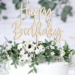 Cake Topper aus Holz "Happy Birthday"