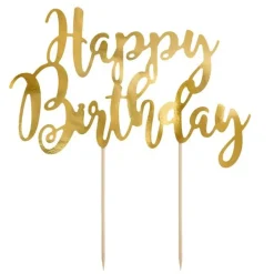 Cake Topper "Happy Birthday" gold