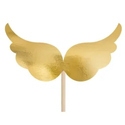 Cupcake Topper Set gold "Kreuz, Taube, Flügel" 6 Stück