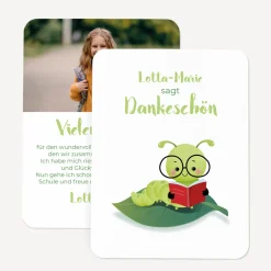 Danksagung Einschulung "Bücherwurm"