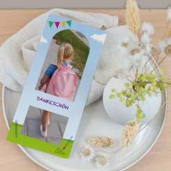 Danksagung Einschulung mit Lesezeichen "Zuckertüte"