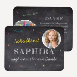 Danksagung Einschulung runde Ecken "Schulfreuden"