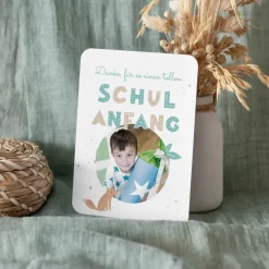 Danksagung Einschulung runde Ecken "Tierische Buchstaben"
