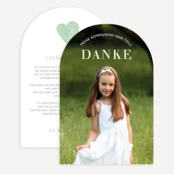 Danksagung Kommunion Bogenkarte "Herz"