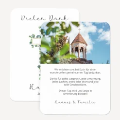 Danksagung Konfirmation runde Ecken "Eukalyptus Kreuz"