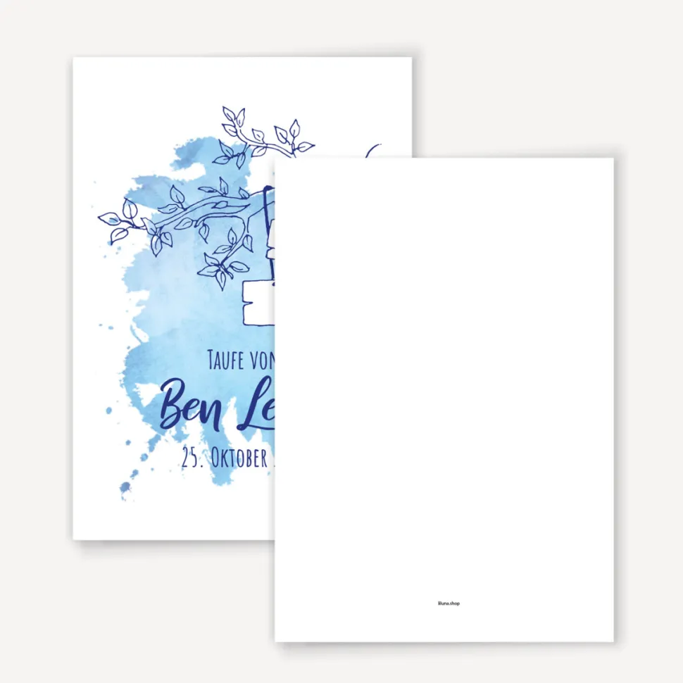 Danksagung Taufe "Junge Aquarell"
