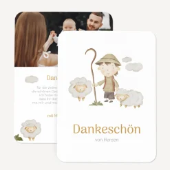 Danksagung Taufe runde Ecken "Kleiner Hirte und Schafe"