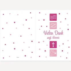 Danksagung Taufe "Symbole" pink