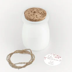 Duftkerze Vanille mit Korkdeckel + Anhänger "Trockenblumen Blush"