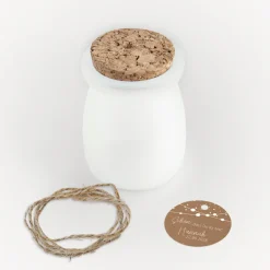 Duftkerze Vanille mit Korkdeckel + Anhänger "Party Lights"