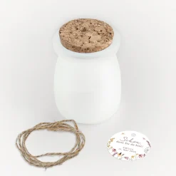 Duftkerze Vanille mit Korkdeckel + Anhänger "Wildromantische Blüten"