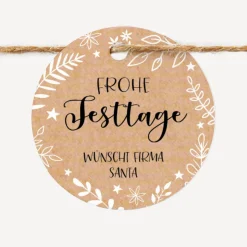 Duftkerze Vanille mit Korkdeckel + Anhänger geschäftlich "Frohe Weihnachten"