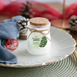 Duftkerze Vanille mit Korkdeckel + Anhänger geschäftlich "Weihnachtsbaum"