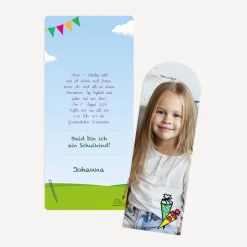 Einladung Einschulung mit Lesezeichen "Zuckertüte"