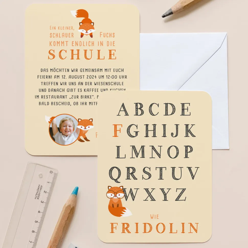 Einladung Einschulung "Schlauer Fuchs"