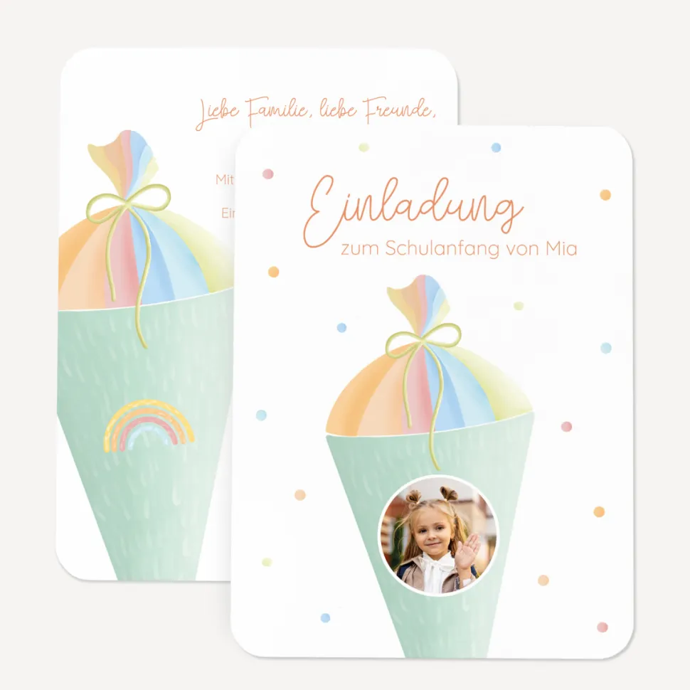 Einladung Einschulung "Zuckertüte modern"