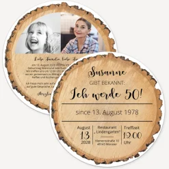 Einladung 50. Geburtstag "Baumscheibe"