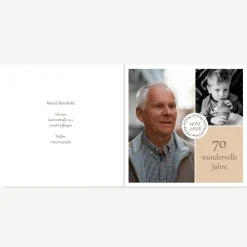Einladung 70. Geburtstag Klappkarte quadratisch "Vintage Dreams"