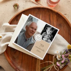 Einladung 70. Geburtstag Klappkarte quadratisch 