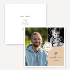 Einladung 30. Geburtstag Klappkarte quadratisch "Vintage Dreams"