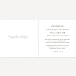 Einladung 50. Geburtstag Klappkarte quadratisch 
