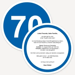 Einladung 70. Geburtstag 