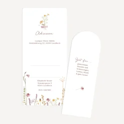Einladung 70. Geburtstag mit Lesezeichen "Wildromantische Blüten"