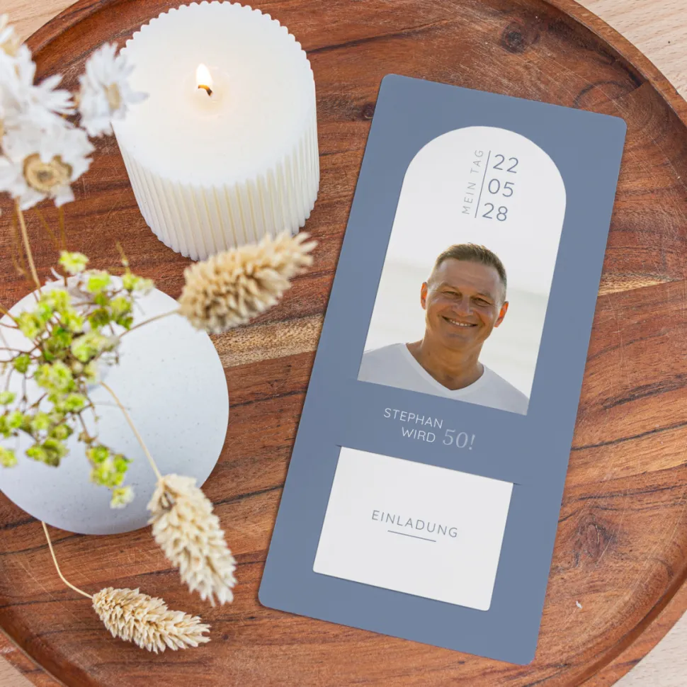 Einladung 50. Geburtstag mit Lesezeichen "Perfect Day"
