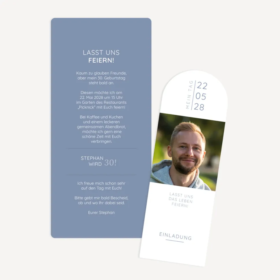 Einladung 30. Geburtstag mit Lesezeichen "Perfect Day"