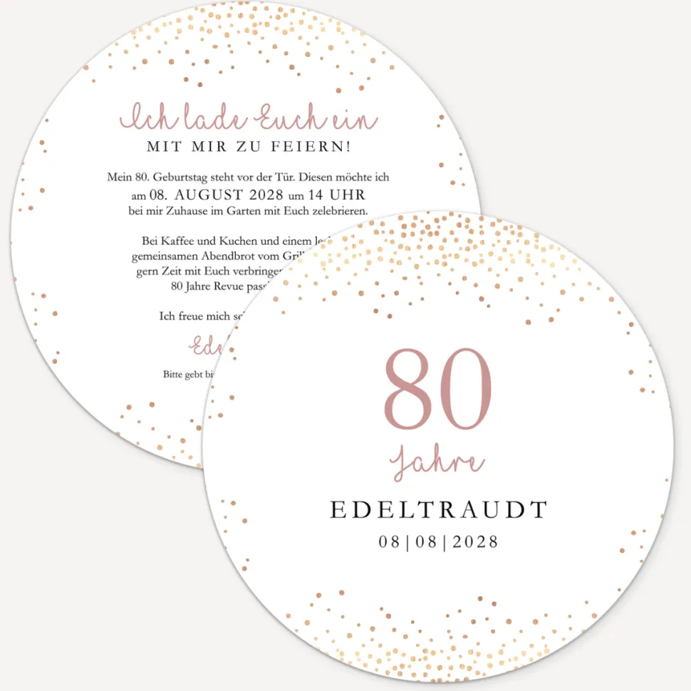 Einladung 80. Geburtstag "Roségold Sparkles"