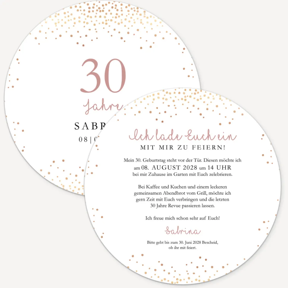 Einladung 30. Geburtstag "Roségold Sparkles"