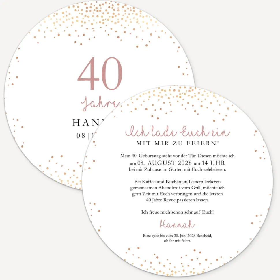 Einladung 40. Geburtstag "Roségold Sparkles"