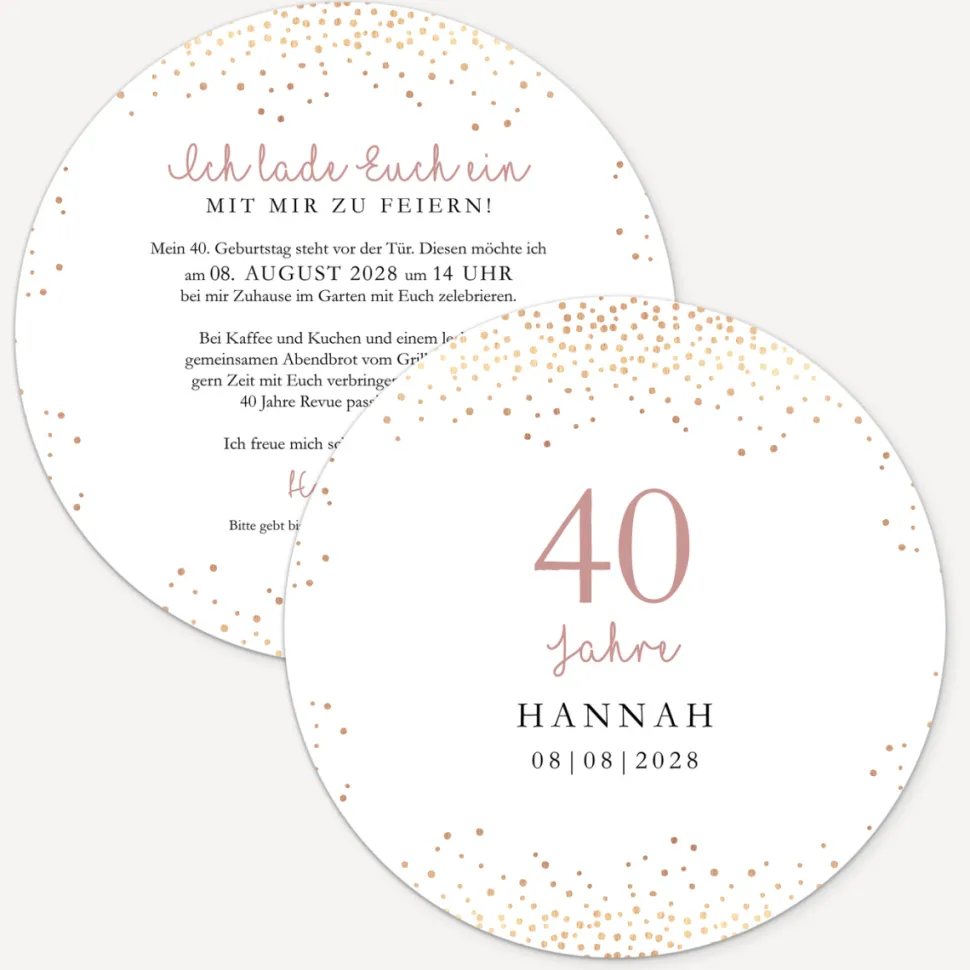 Einladung 40. Geburtstag "Roségold Sparkles"